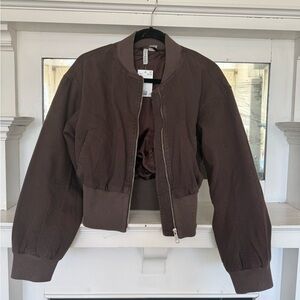 H&M Brown Cropped Bomber Jacket